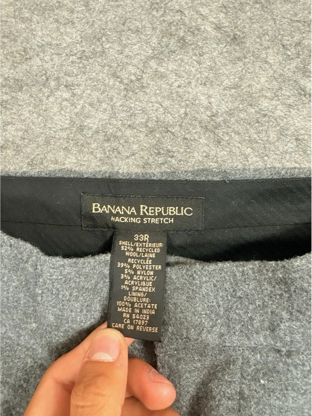 Vintage Y2K Banana Republic Hacking Stretch Wool Dress Pants Mens 33R Gray